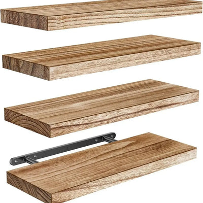 1pc Wall Mounted Floating Shelves Deeper Thicker Storage Shelf Multi Functional Wooden Bathroom Shelves