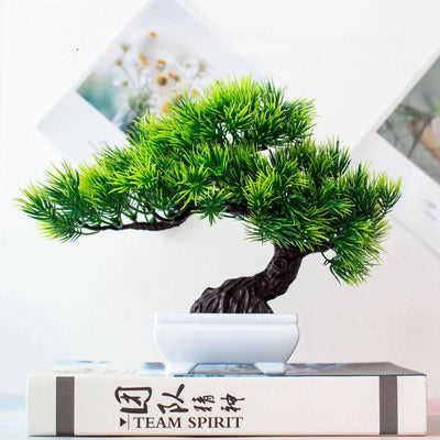 Artificial Bonsai Tree Juniper Plant Home Indoor Decorations Green Fake Potted Plants Bookshelf Coffee Table Desk Bathroom